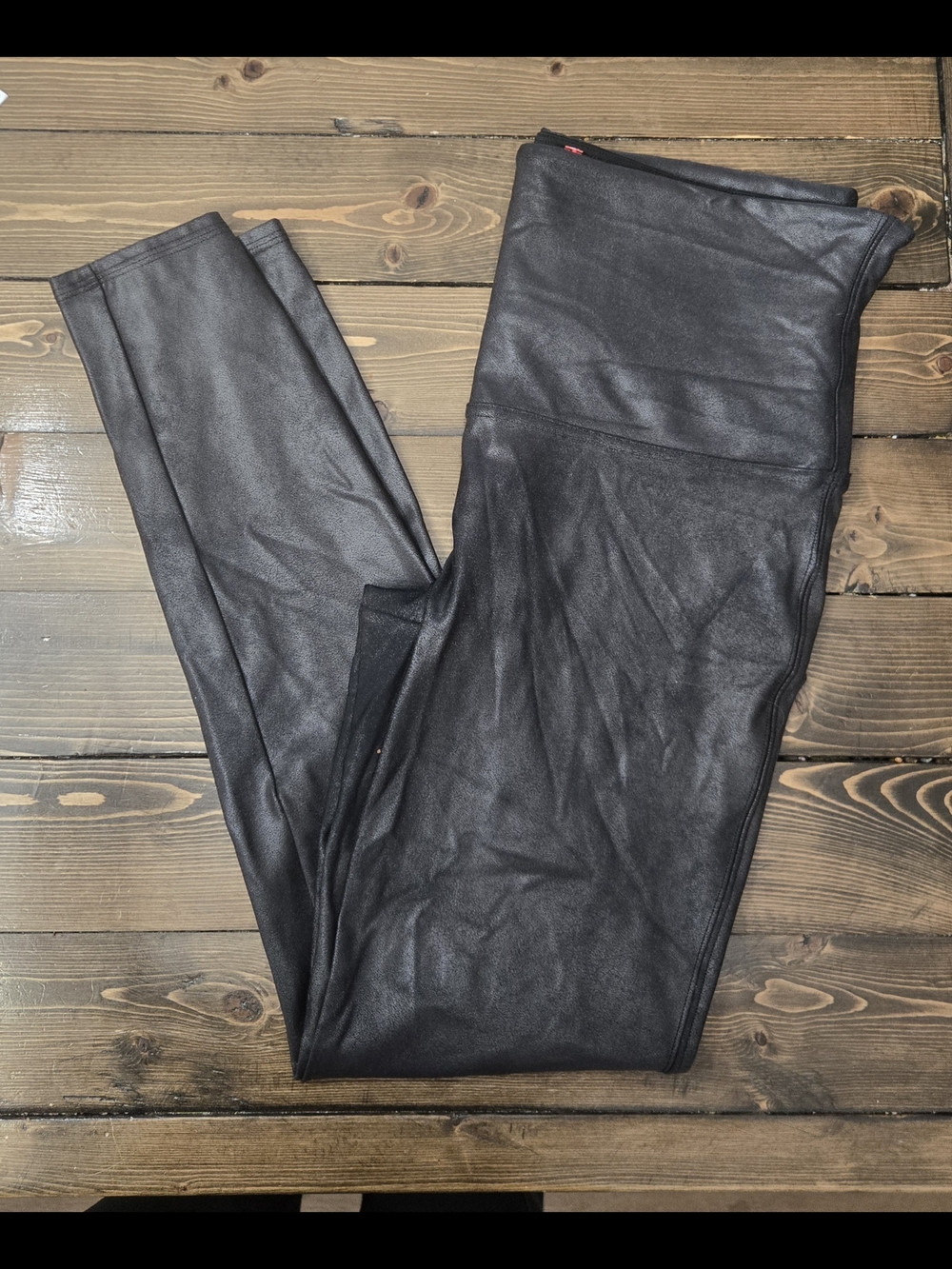 Womens SPANX Shapewear And Slimming Faux Leather Leggings in Black Size 1x
